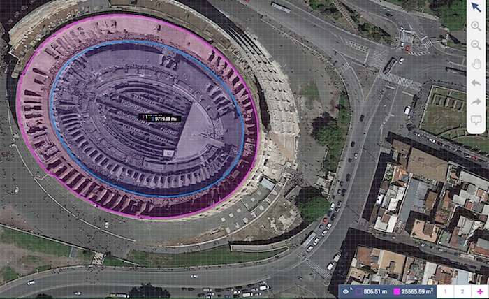 Multiple Areas of the Colosseum using Land Area Calculator
